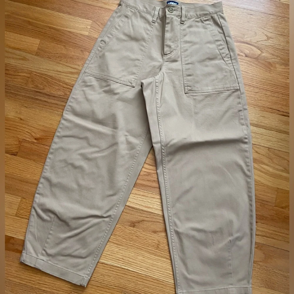 LAND'S END Women's Chino High Rise Barrel Leg Ankle Pants - Picture 5 of 15